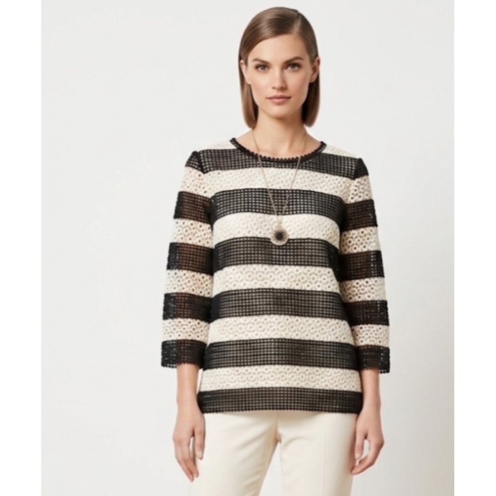 Talbots Crochet Overlay Top